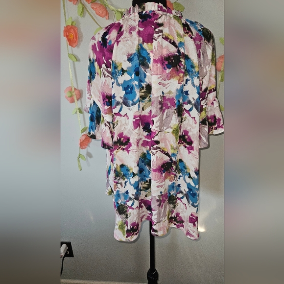 NWT Cynthia Rowley Ruffle Sleeve Blouse Plus Size 2X - Picture 4 of 9